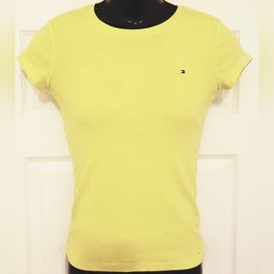 Tommy Hilfiger Women Top TShirt Yellow Short Sleeve Size Small Petite